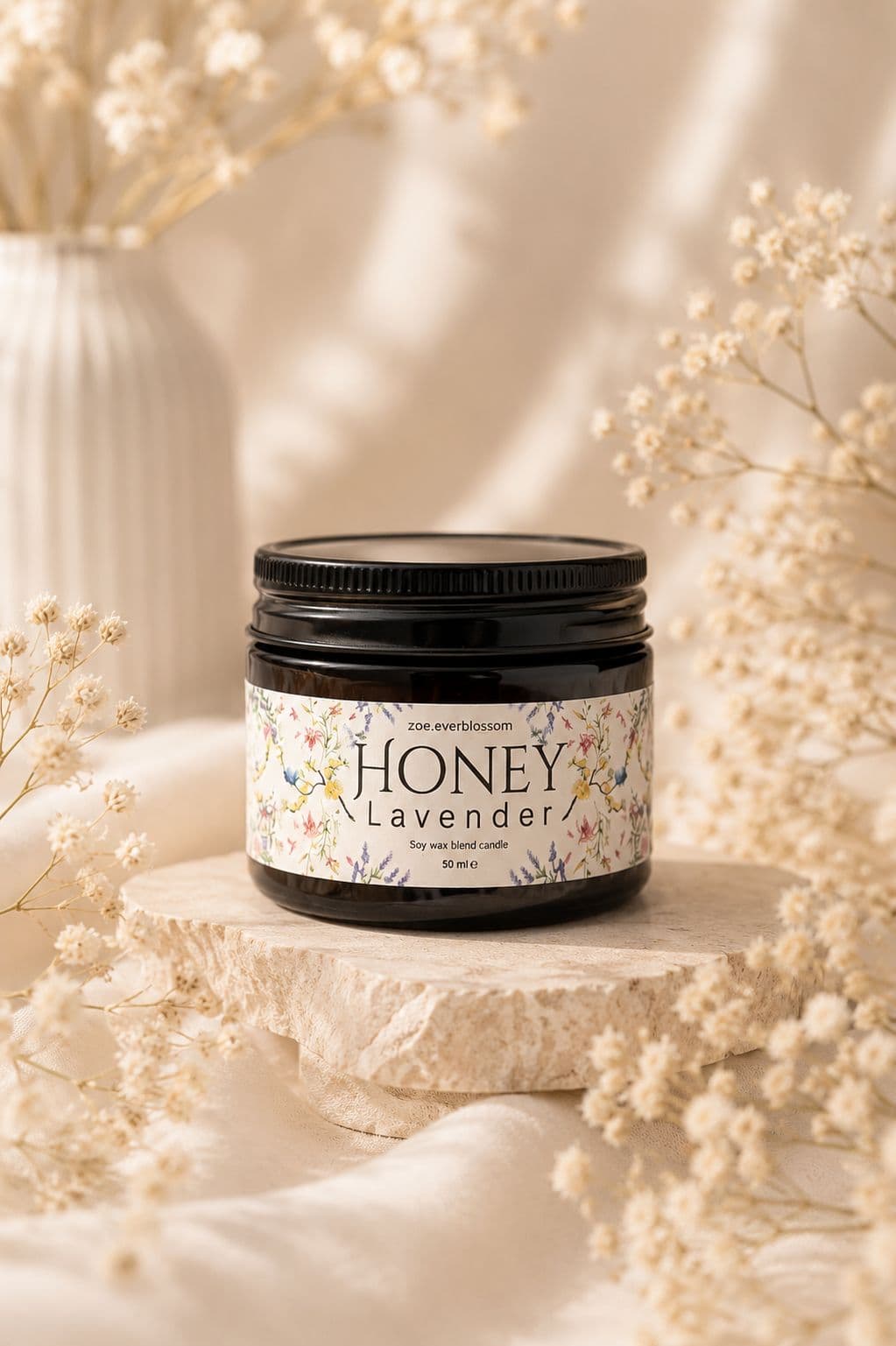 Honey Lavender Mini 50ml dengan jar amber dan tutup hitam